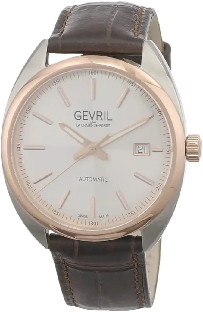 Gevril Men's Five Points Swiss Automatic Watch, Genuine Italian Leather Strap