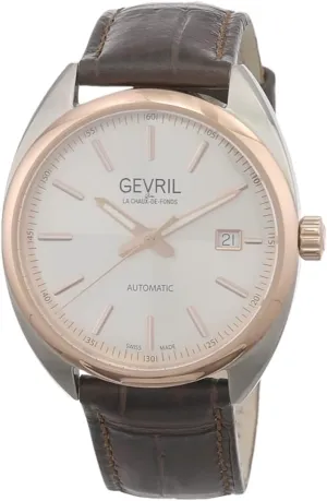Gevril Men's Five Points Swiss Automatic Watch, Genuine Italian Leather Strap