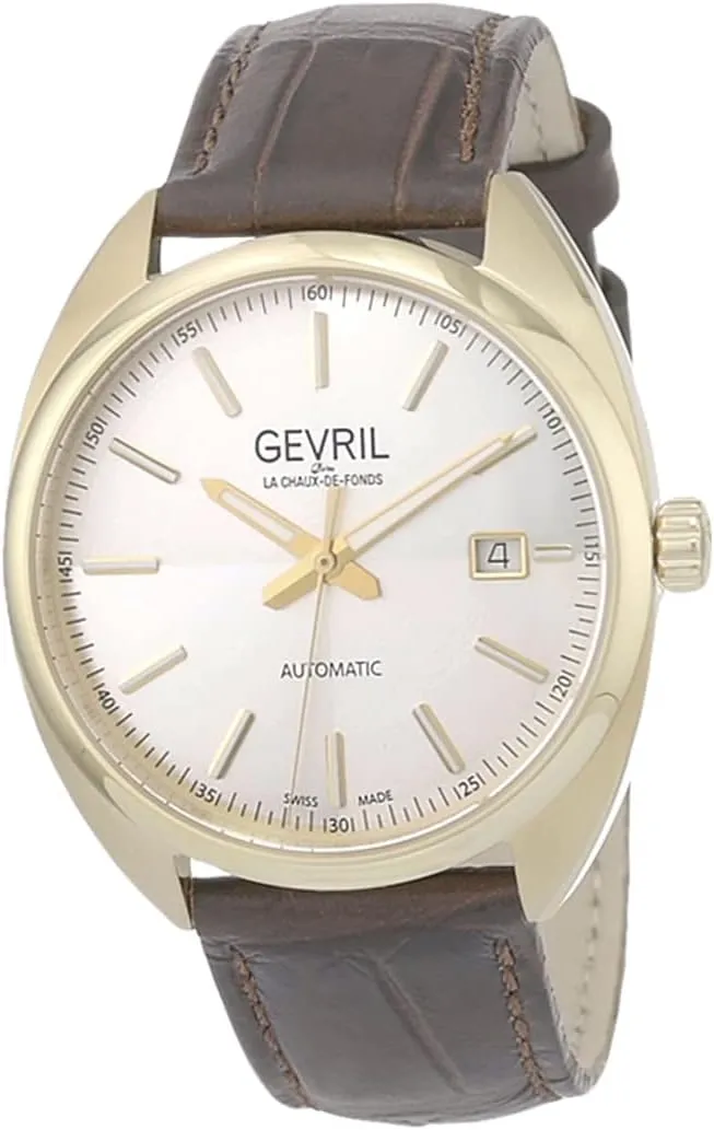 Gevril Men's Swiss Automatic Watch with Stainless Steel Strap, Dark Brown, 18 (Model: 48704A.2), Rose