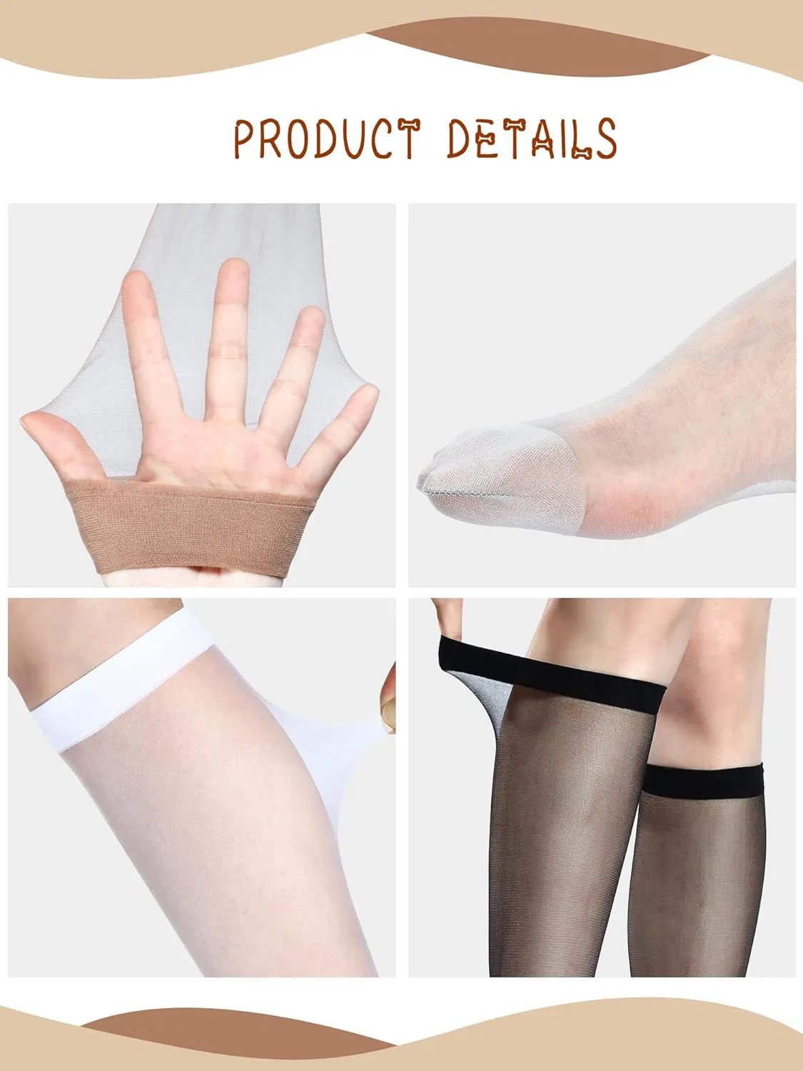 Geyoga 20 Pairs Knee High Stockings for Women Sheer Knee High Socks Nylon Socks, 5 Colors