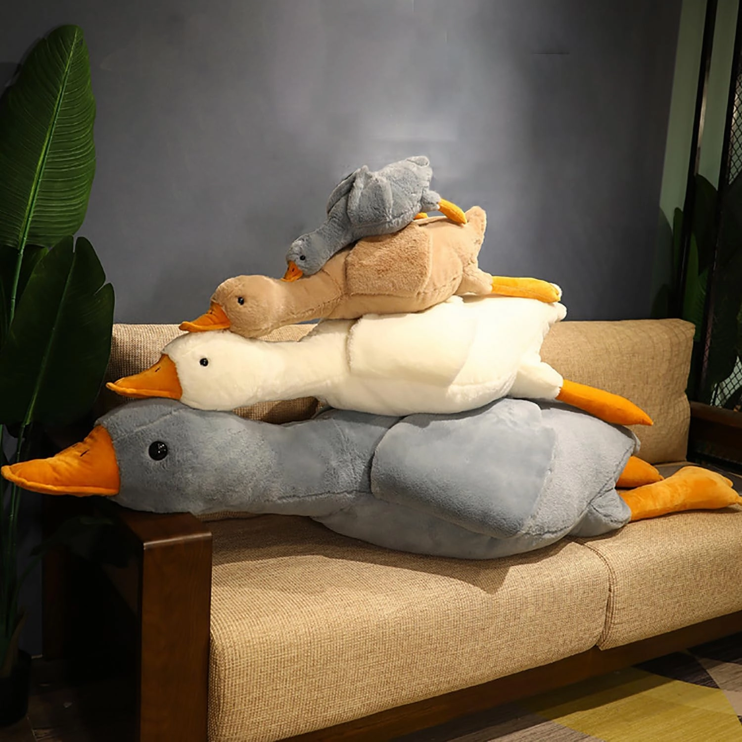 Giant Goose Stuffed Animal-51 in Very Fat Duck Plush Pillow Hugging Comfy,Cute Huge Swan Plushies Gifts for Girls Kids Birthday Valentine's Day (51 in, White)