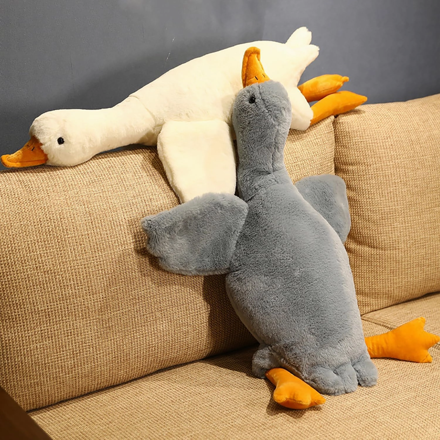 Giant Goose Stuffed Animal-51 in Very Fat Duck Plush Pillow Hugging Comfy,Cute Huge Swan Plushies Gifts for Girls Kids Birthday Valentine's Day (51 in, White)