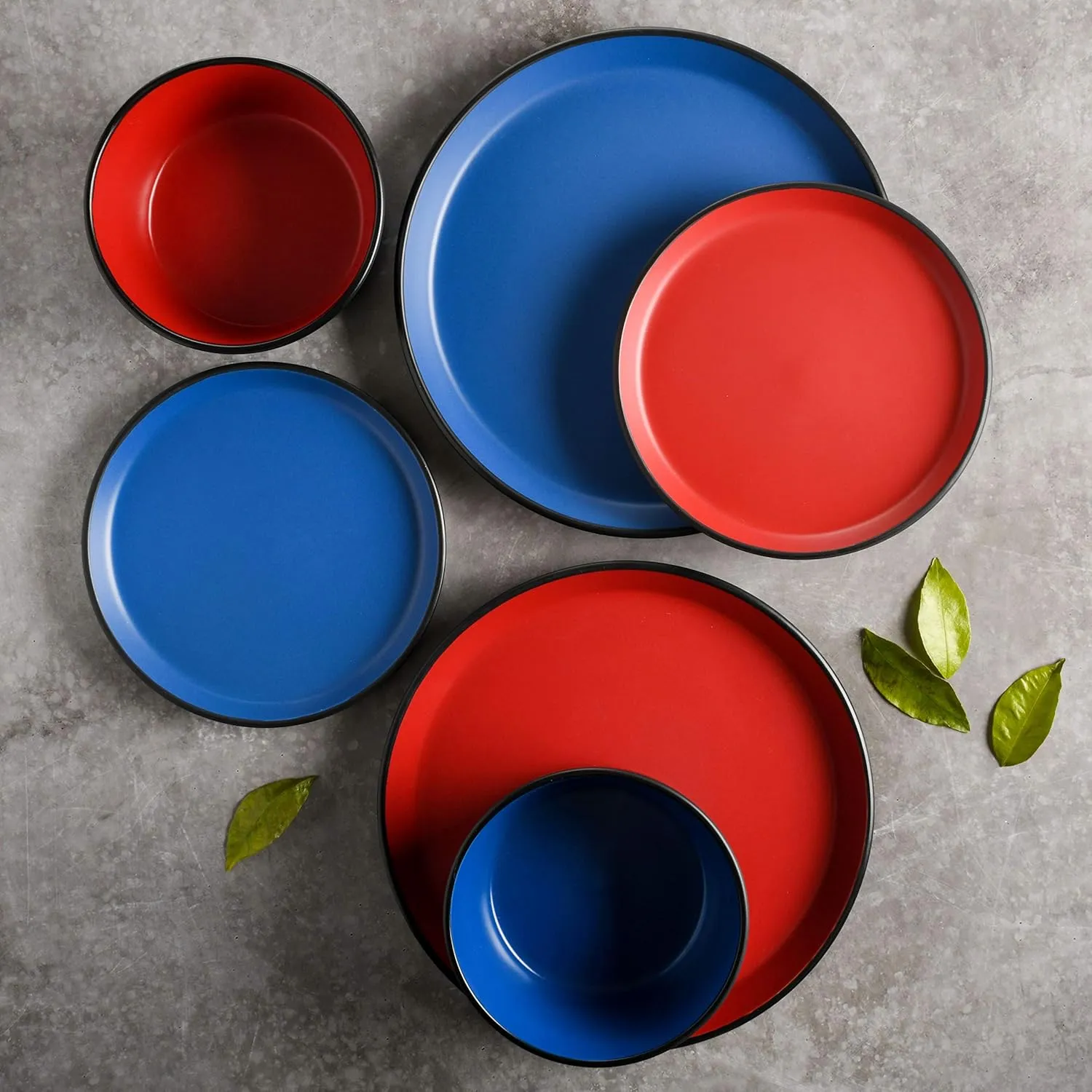 Gibson Soho Lounge Sofia Coupe Stoneware Dinnerware Set, Service for 4 (12pcs), Matte Red