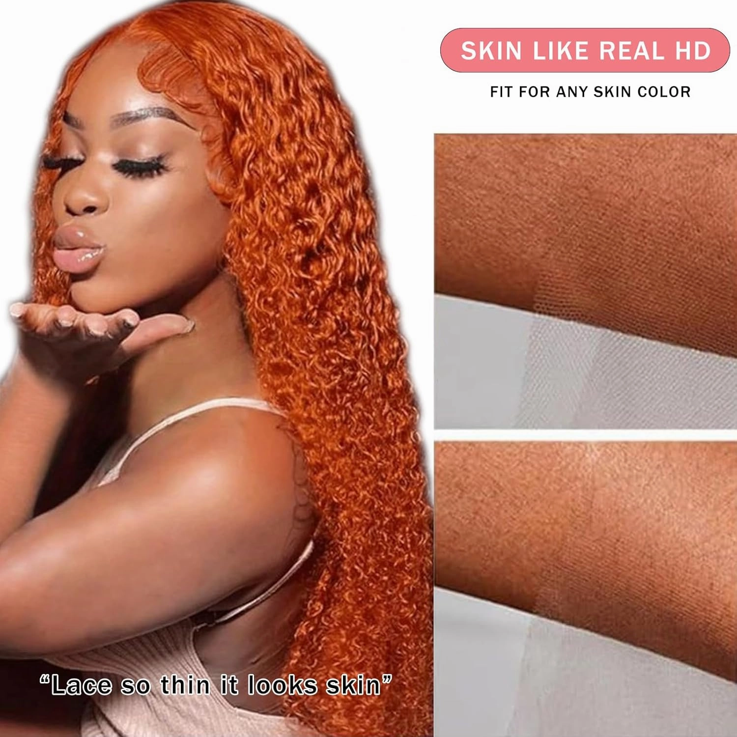 Ginger Orange Lace Front Wigs Human Hair 180% Density 13x4 Deep Wave Lace Front Wigs Human Hair Pre Plucked Curly Lace Frontal Wig Human Hair 350# Colored Ginger Wig 20 Inch
