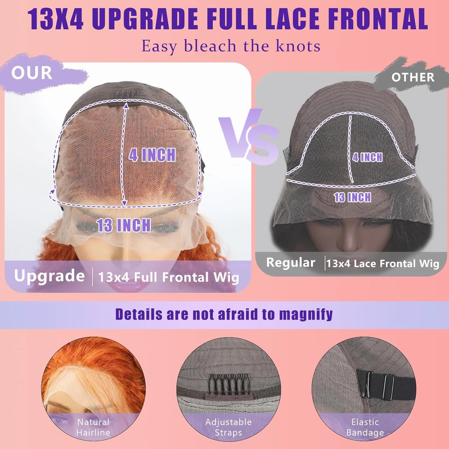 Ginger Orange Lace Front Wigs Human Hair 180% Density 13x4 Deep Wave Lace Front Wigs Human Hair Pre Plucked Curly Lace Frontal Wig Human Hair 350# Colored Ginger Wig 20 Inch