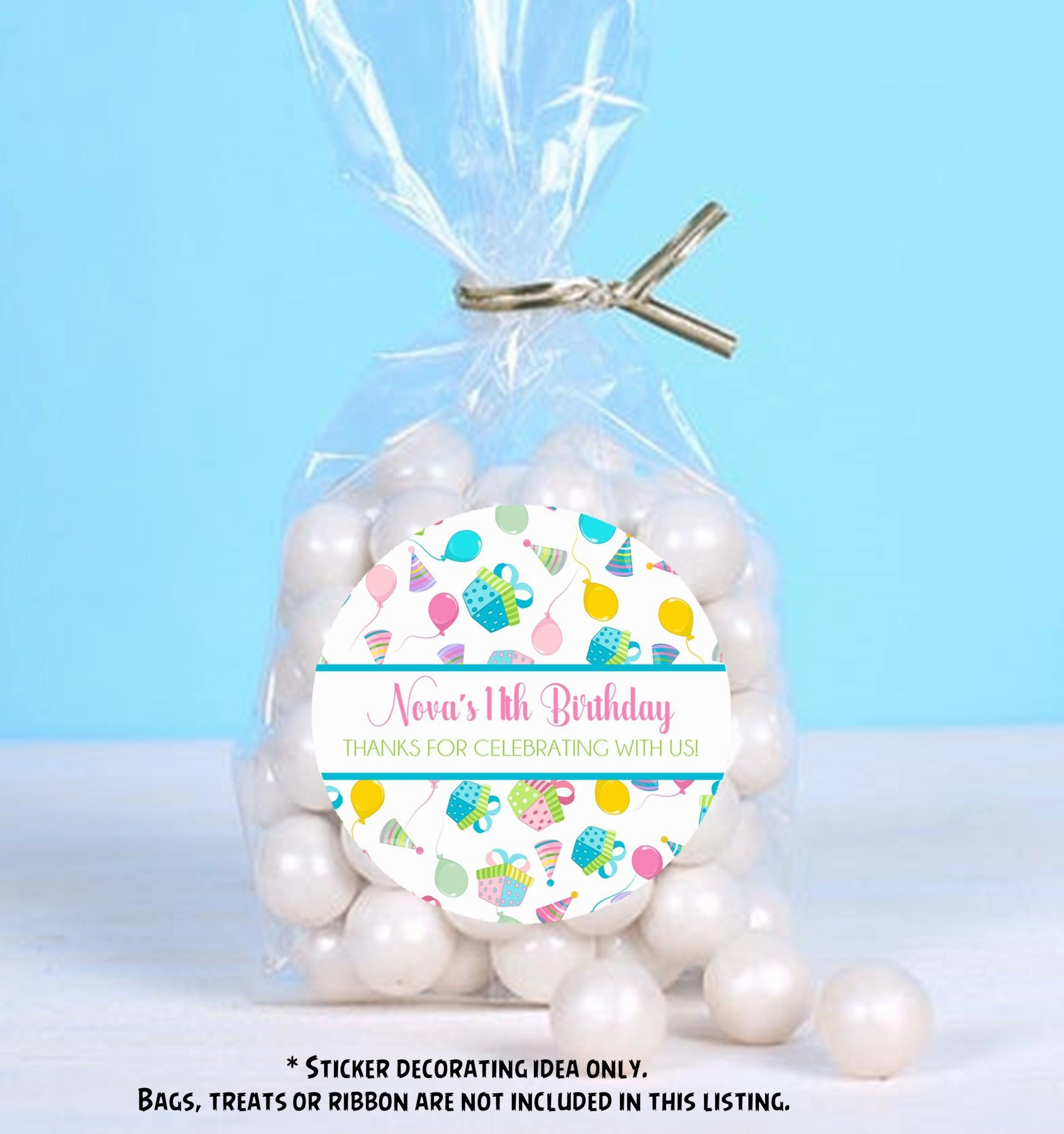 Girls Colorful Birthday Present Stickers