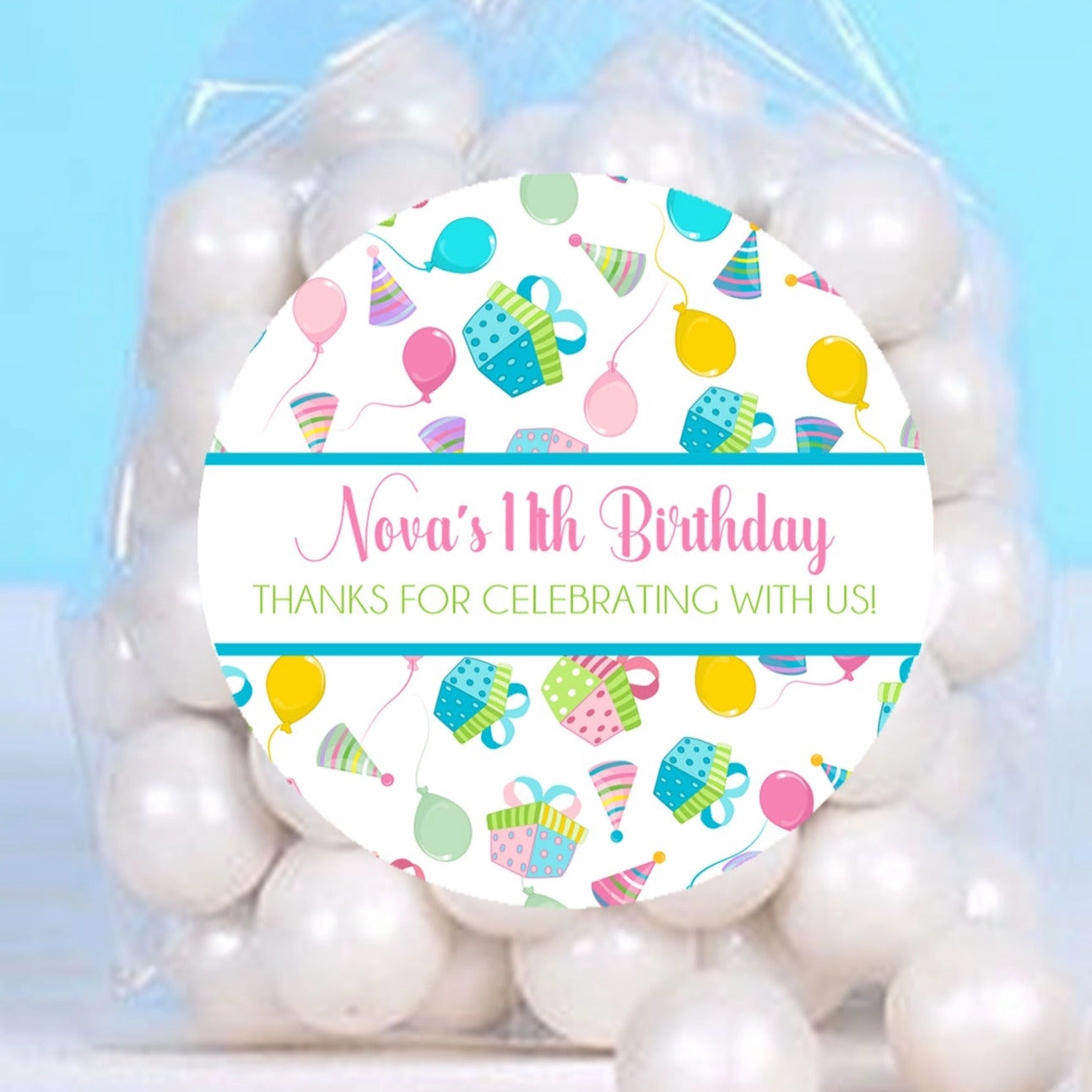 Girls Colorful Birthday Present Stickers