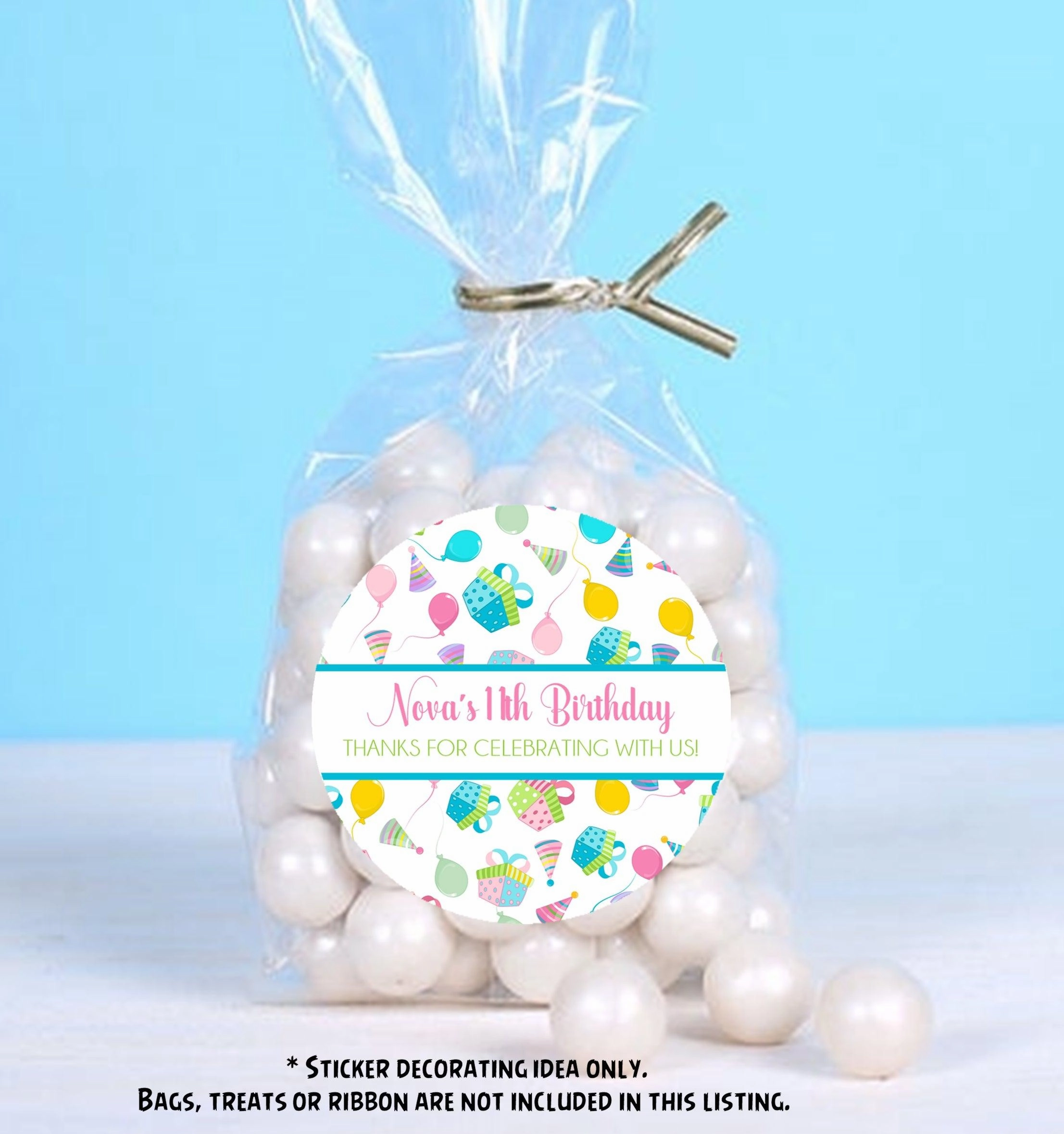 Girls Colorful Birthday Present Stickers