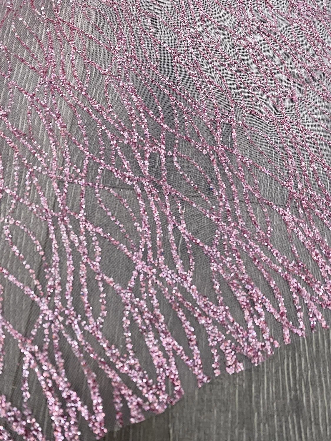 Glitter Lace Fabric by The Yard - Perfect for Wedding Decorations, Bridal Shower, Wedding Tablecloth - Glitter Veil, and Elegant Crafts - 58 inch - 1 Yard (Pink)