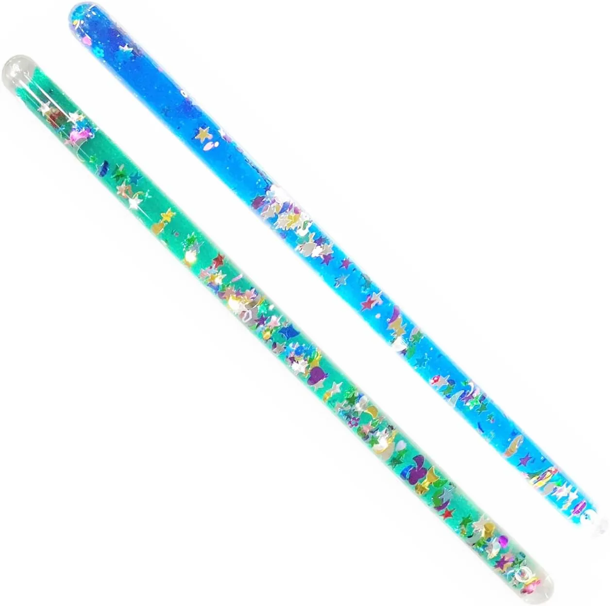 Glitter Wand - The Perfect Wand for a Wise Wizard or Magical Fairy Wand Two 11" Wonder Wizard Wands (Blue, Green)