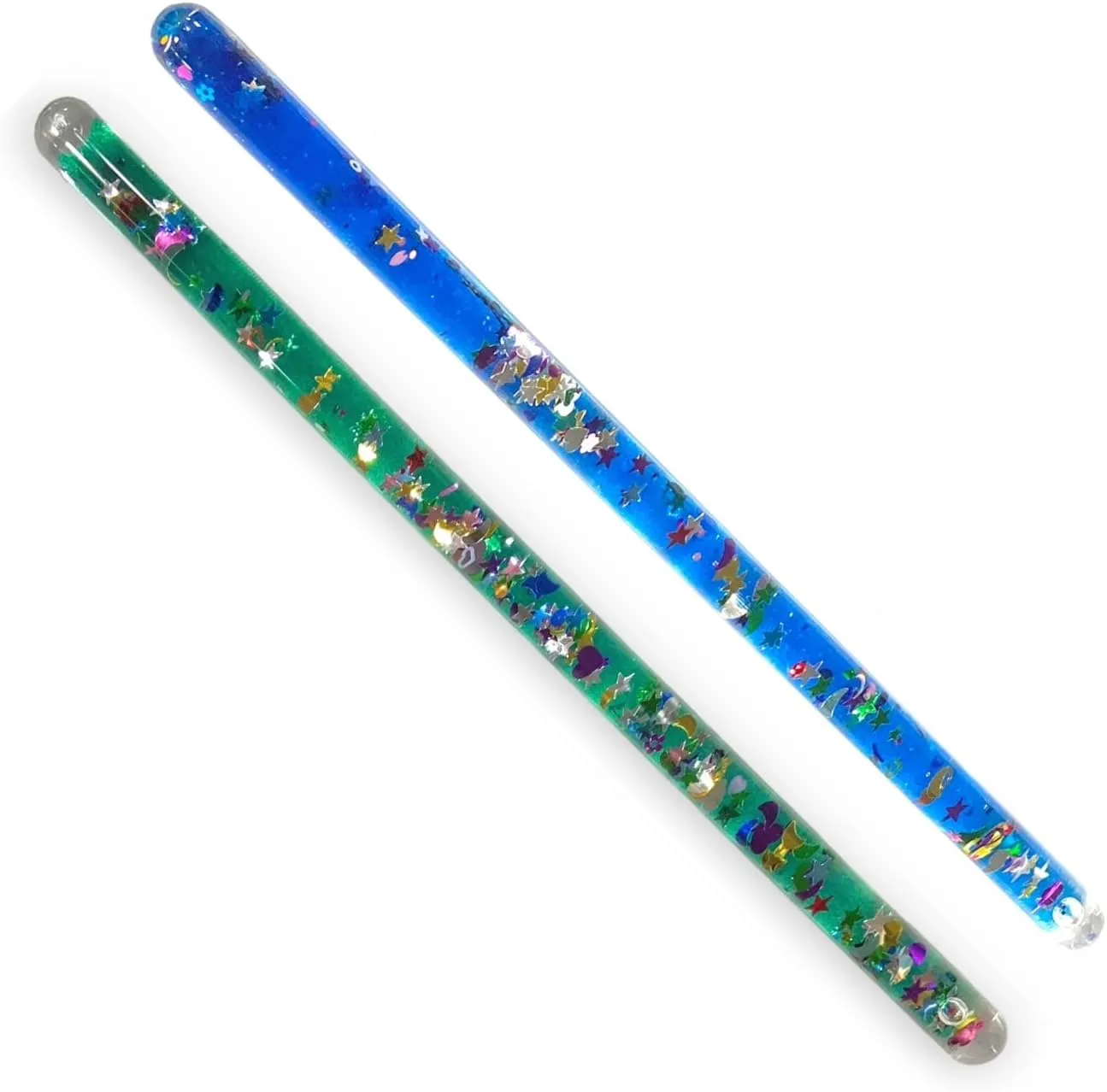 Glitter Wand - The Perfect Wand for a Wise Wizard or Magical Fairy Wand Two 11" Wonder Wizard Wands (Blue, Green)