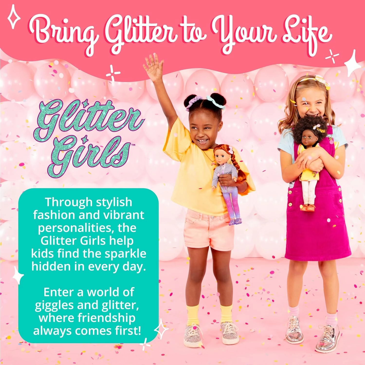 Glitter Girls – 14-inch Poseable Doll Set – Brown Hair & Brown Eyes – Christmas Tree, Holiday Ornaments & Outfit – Toys for Kids 3 Years  – Eve & GG Holiday Tree Playset