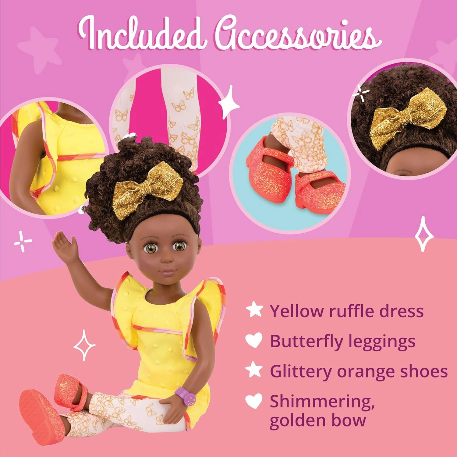 Glitter Girls - Nelly 14-inch Poseable Fashion Doll - Dolls for Girls Age 3 & Up,Yellow