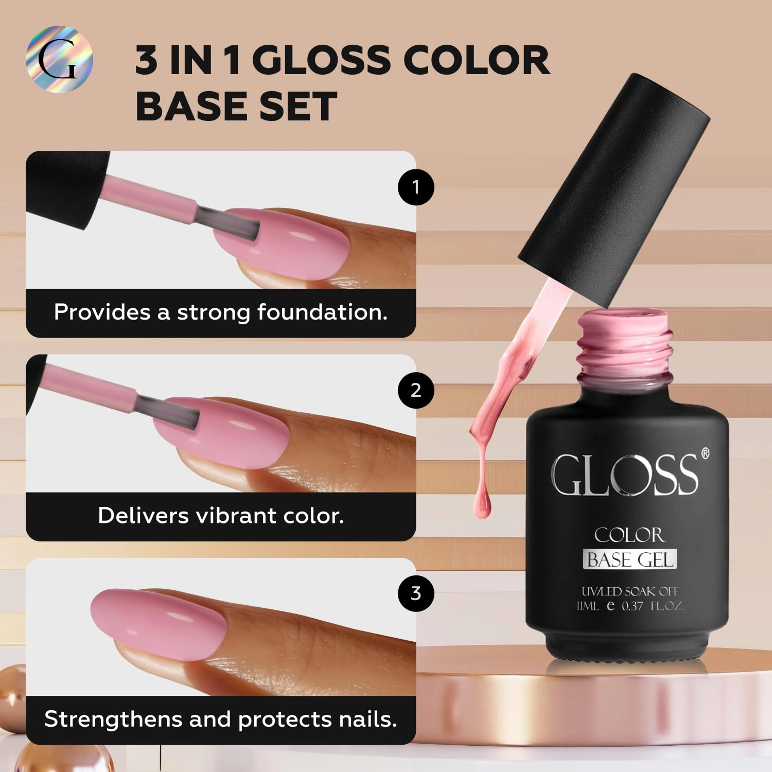 GLOSS Neutral Gel Nail Polish Set | 6 Pcs with off White, Milky White, Nude Pink, Pale Pink, Light Orange & Mint French Colors, Soak Off UV LED Gel Polish, Manicure Salon DIY at Home Gifts for Women