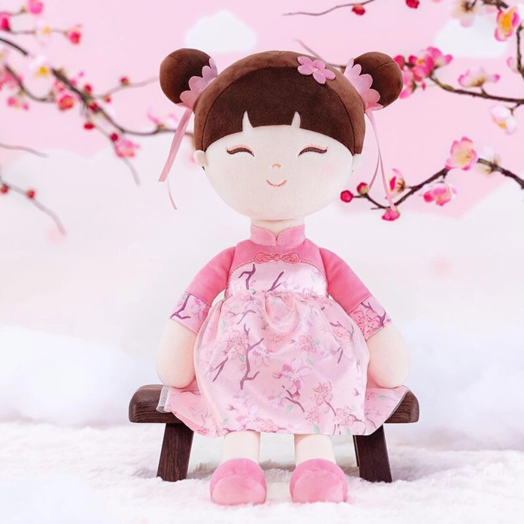 Gloveleya Baby Doll Kids Soft Doll for Kids Plush Toys Chinese Fairy Tale Dolls Toys for Ages 2-4 Peach Fairy 16" with Gift Box