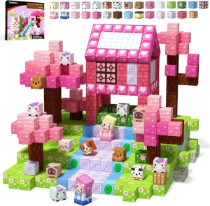 GobiDex 100PCS Magnetic Blocks Kid Building Toys for 3  Years Old Girls, Upgraded STEM Sensory Gifts for Princess, Kids Magnets Game for Toddler
