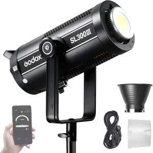 Godox SL300III LED Video Light,300W 99300Lux 5600K±200K CRI96  TLCI97 ,Bowens Mount Daylight-Balanced Countinuous Output Lighting for YouTube,Live Broadcast,Video