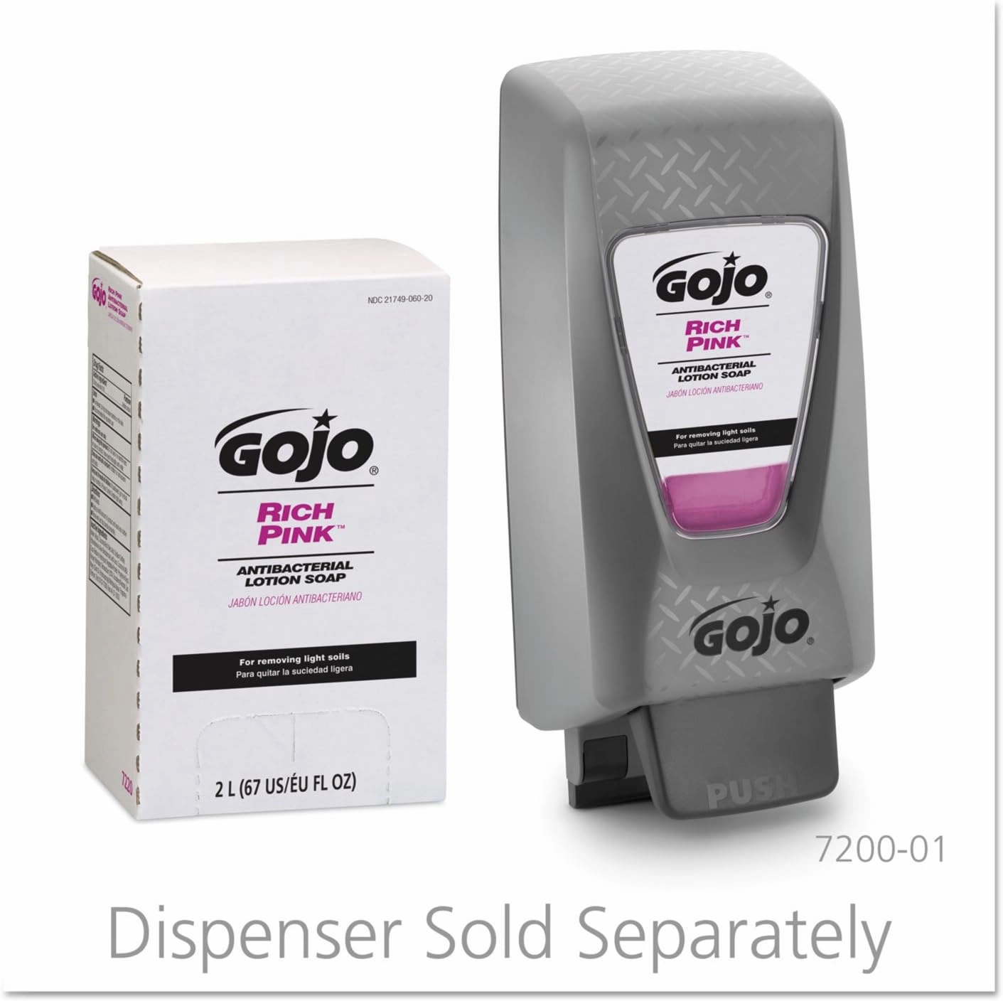 GOJO RICH PINK Antibacterial Lotion Soap, 2000 mL Lotion Soap Refill PRO TDX Push-Style Dispenser (Pack of 4) - 7220-04