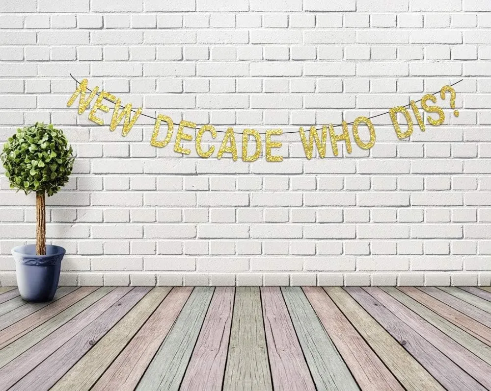 Gold Glittery Banner Years Birthday Banner New Decade Who Dis Photo Prop Happy Birthday Sign Anniversary Celebrate Decor Glitter Party Decoration Supplies