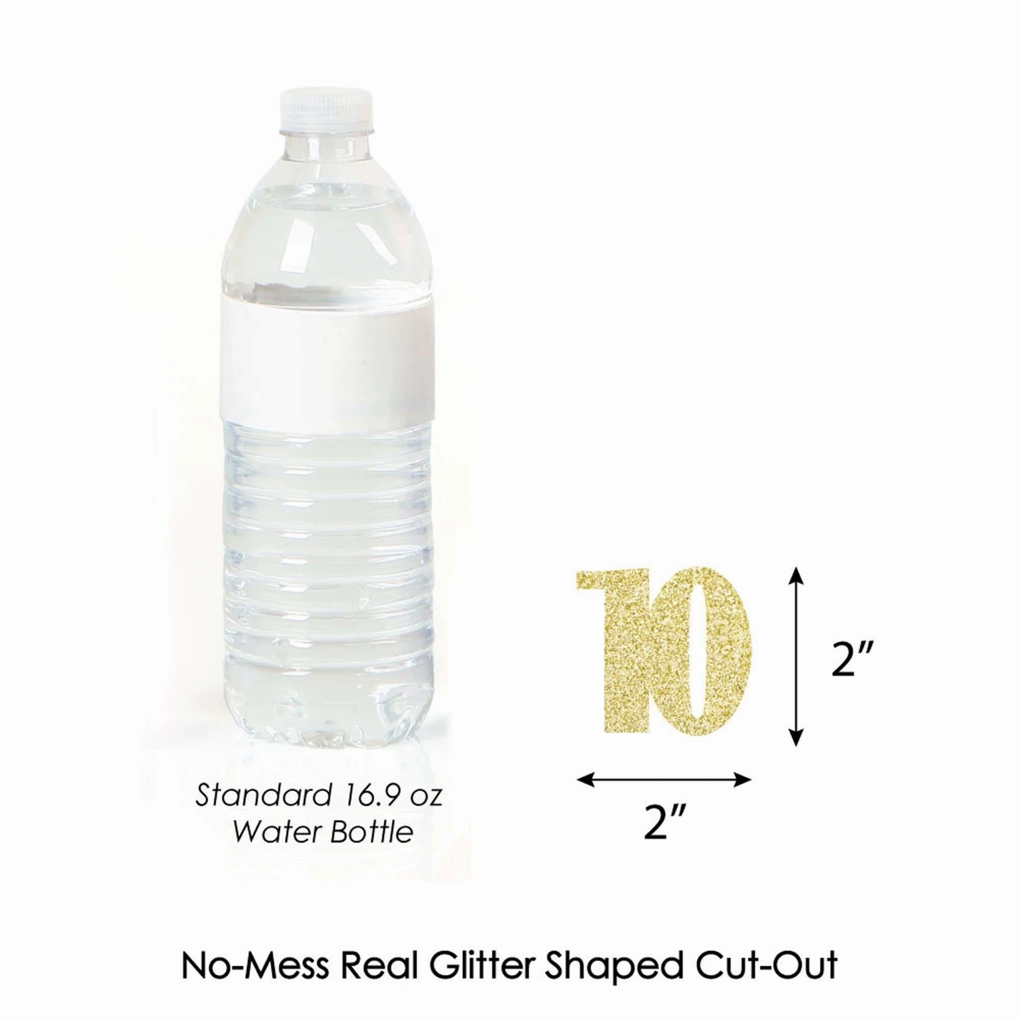 Gold Glitter 10 - No-Mess Real Gold Glitter Cut-Out Numbers - 10th Birthday Party Confetti - Set of 24