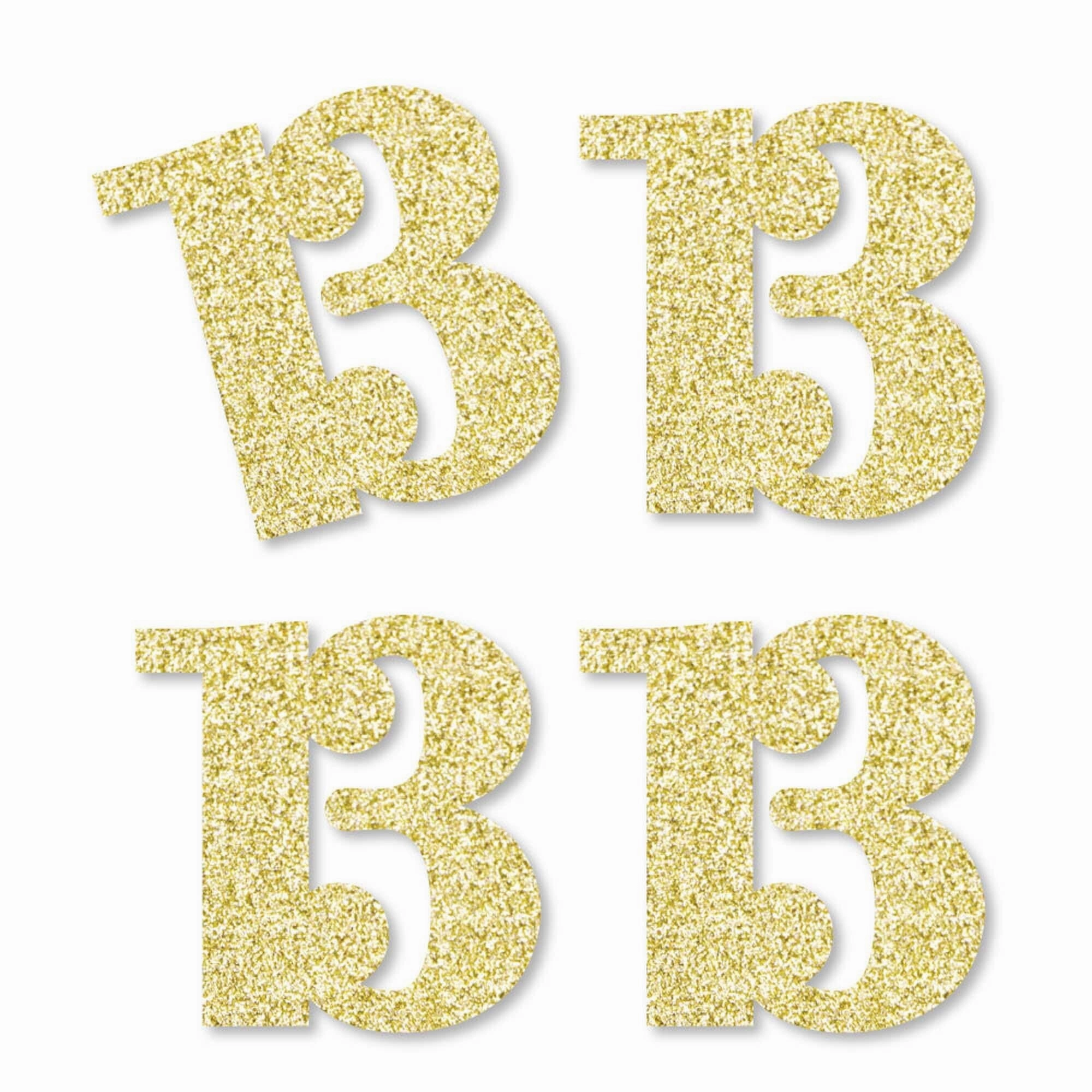 Gold Glitter 13 - No-Mess Real Gold Glitter Cut-Out Numbers - 13th Birthday Party Confetti - Set of 24