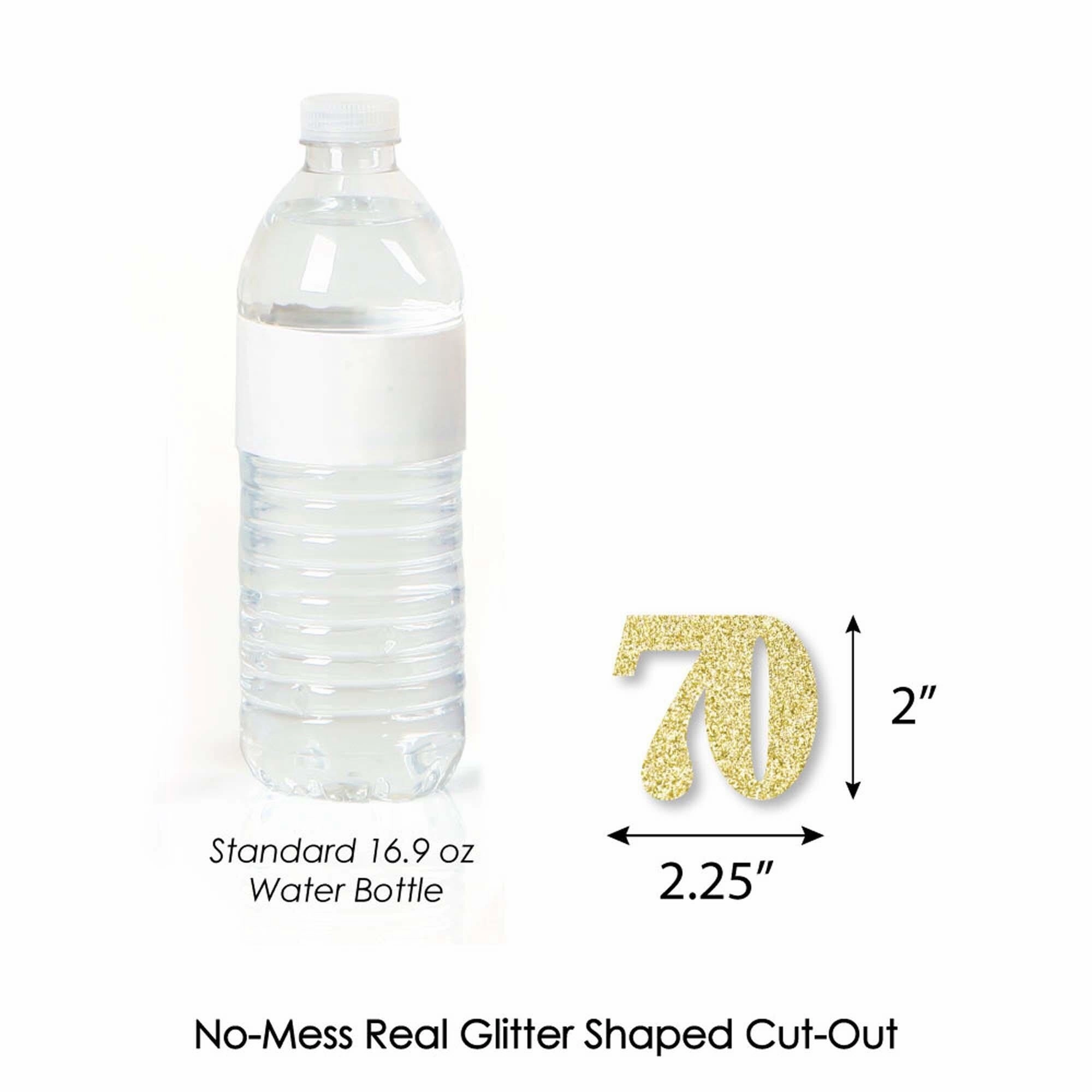 Gold Glitter 70 - No-Mess Real Gold Glitter Cut-Out Numbers - 70th Birthday Party Confetti - Set of 24