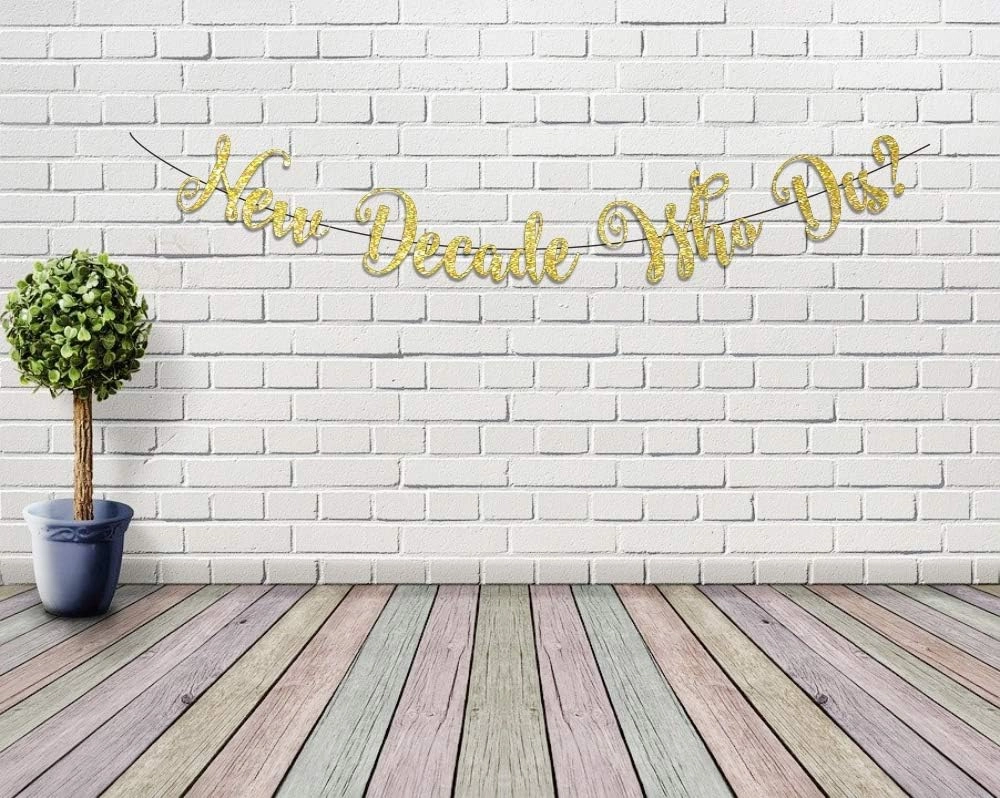 Gold Glittery Banner Years Birthday Banner New Decade Who Dis Photo Prop Happy Birthday Sign Anniversary Celebrate Decor Glitter Party Decoration Supplies