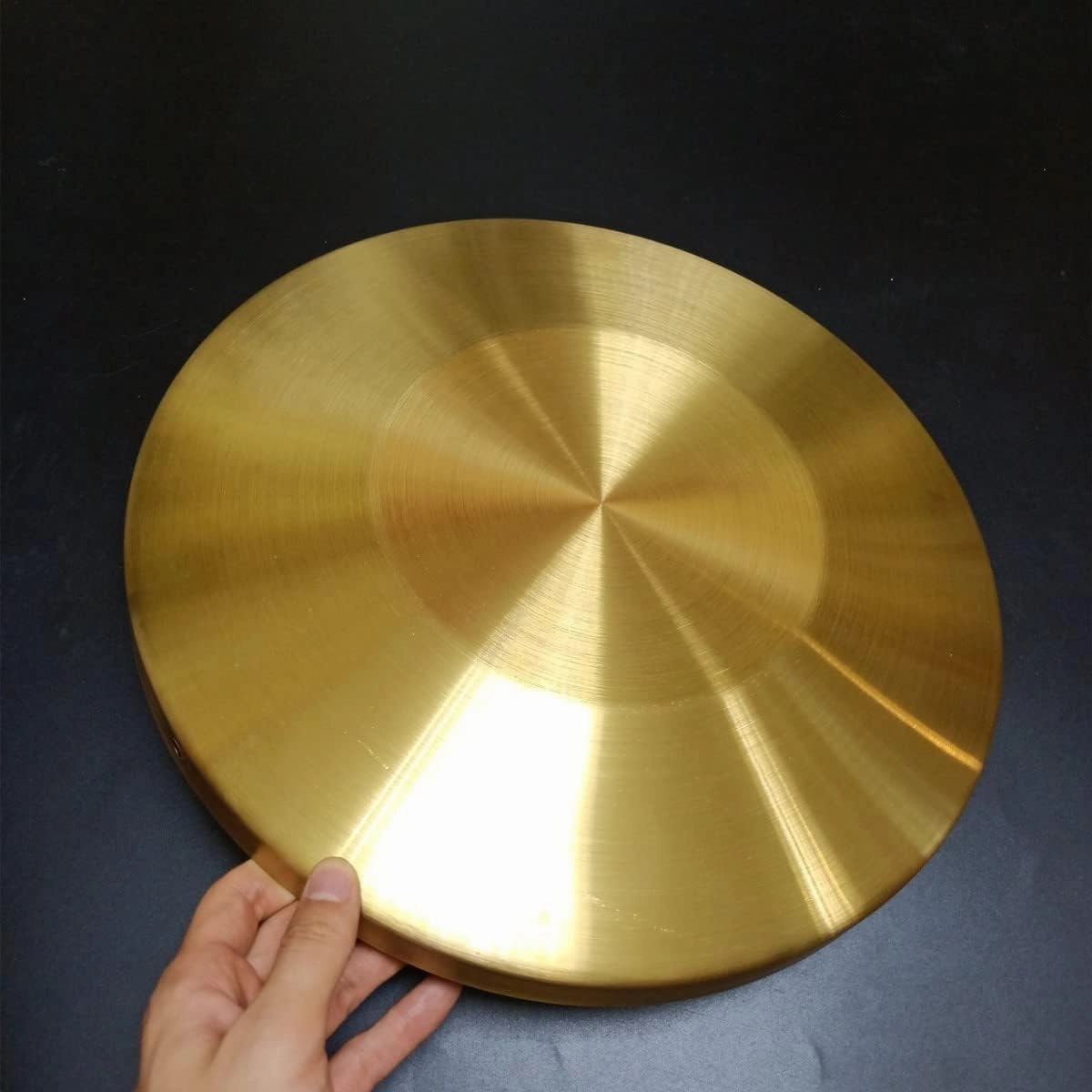 Gong Instrument with 14.2 inch(36cm), Chinese Traditional Percussion Instrument Brass Gong with Wooden Mallet and Red Ribbon for Home Office Celebration