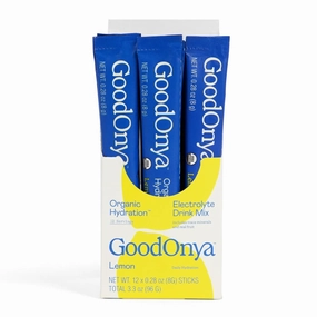 GOODONYA Organic Hydration Electrolyte Drink Mix, Certified Organic Hydration Powder, Non-GMO, Biochecked Glyphosate Free, Low Sugar, Lemonade Flavor, No Artificial Flavors,12 Stick Packs