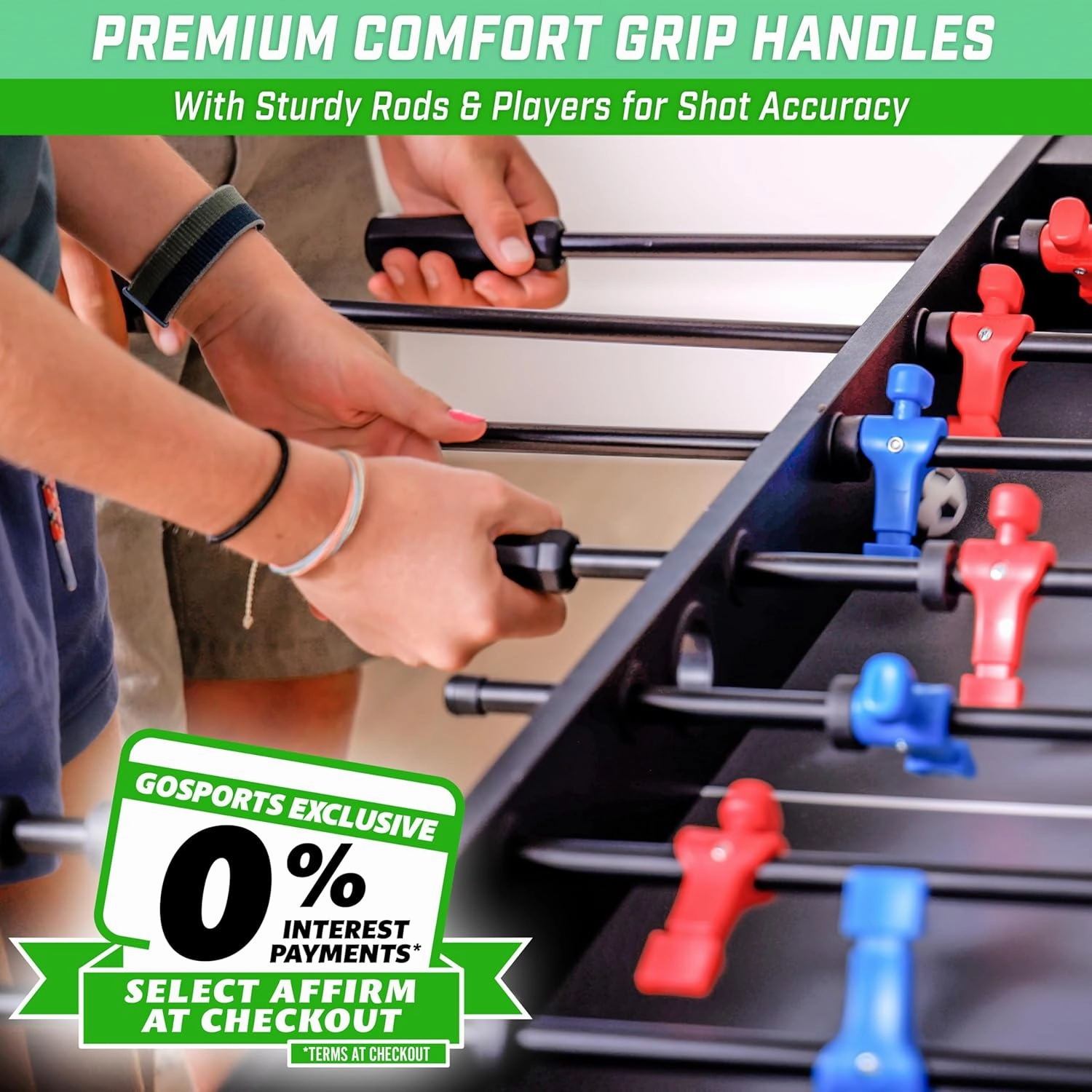 GoSports 48 Inch Game Room Size Foosball Table - Black, Oak, or White - Includes 4 Balls and 2 Cup Holders