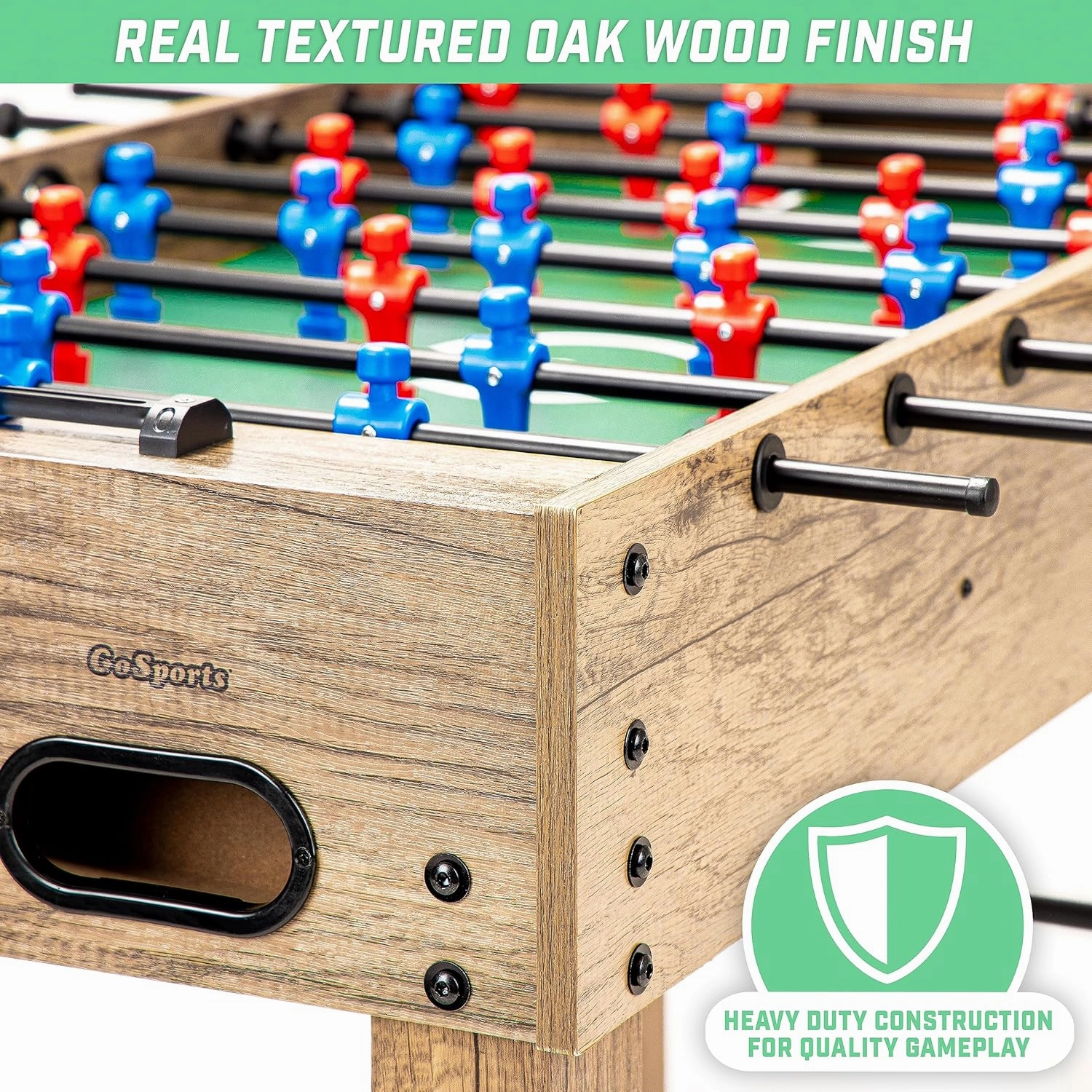 GoSports 48 Inch Game Room Size Foosball Table - Black, Oak, or White - Includes 4 Balls and 2 Cup Holders