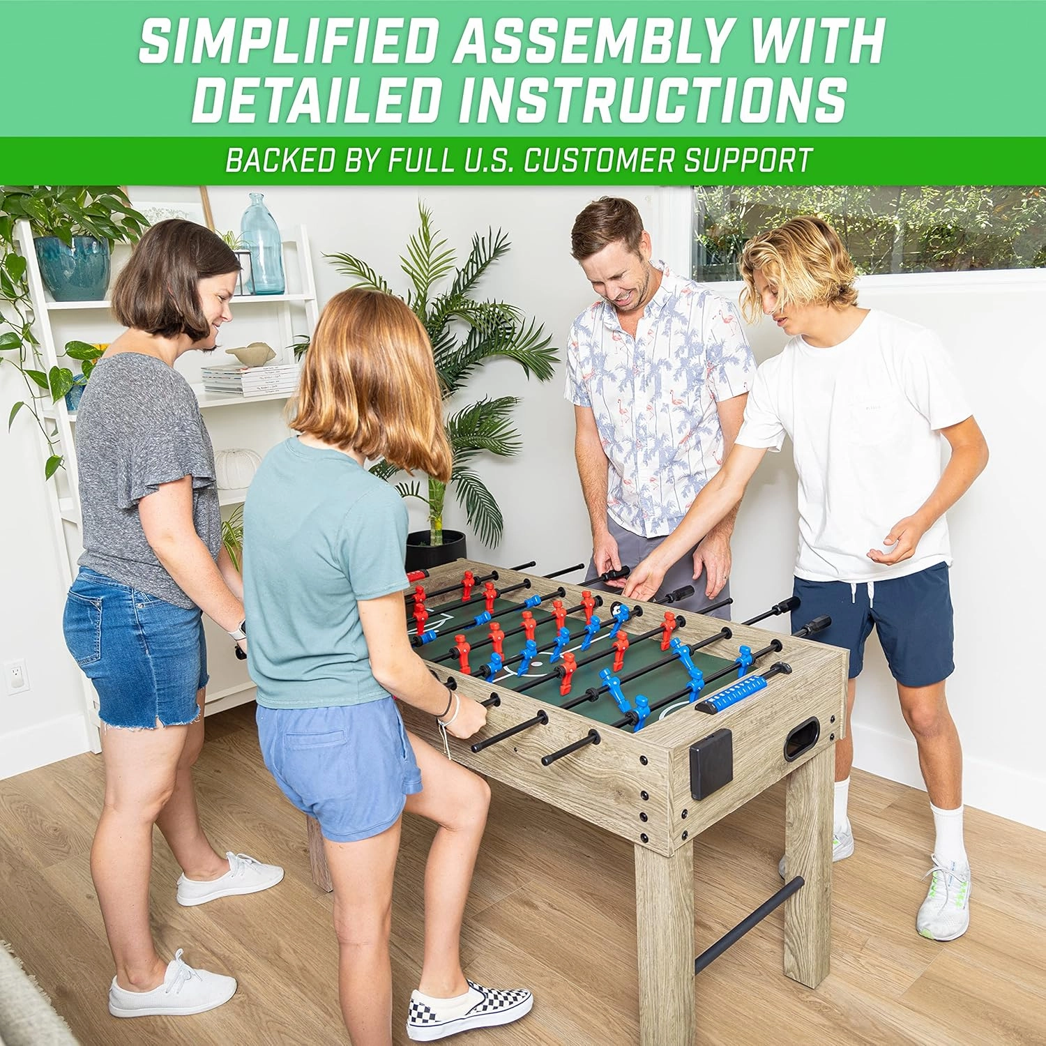 GoSports 48 Inch Game Room Size Foosball Table - Black, Oak, or White - Includes 4 Balls and 2 Cup Holders
