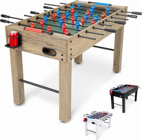 GoSports 48 Inch Game Room Size Foosball Table - Black, Oak, or White - Includes 4 Balls and 2 Cup Holders