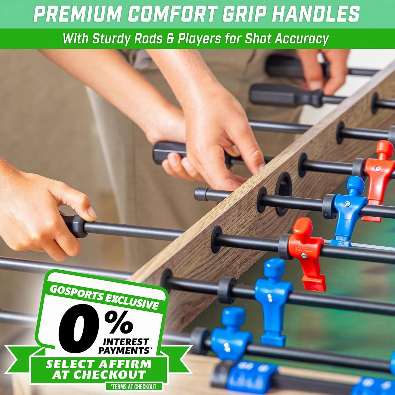 GoSports 48 Inch Game Room Size Foosball Table - Black, Oak, or White - Includes 4 Balls and 2 Cup Holders