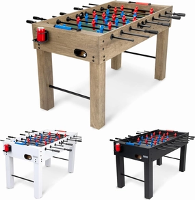GoSports 54 Inch Full Size Foosball Table - Black, Oak, or White - Includes 4 Balls and 2 Cup Holders
