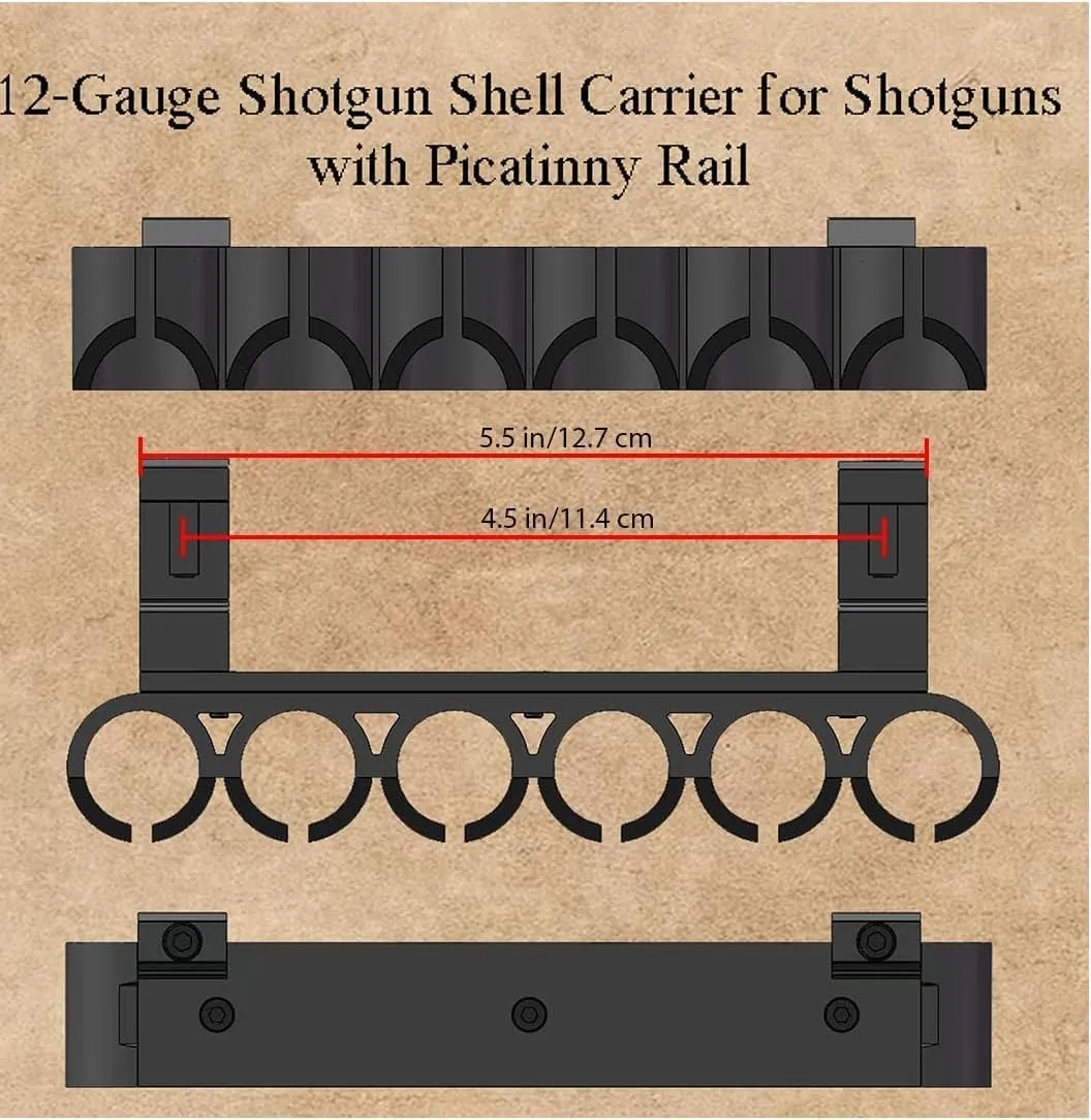 GOTICAL Side Saddle Shell Holder for Mossberg 500/590/Shockwave Series Shutguns, 6 Shells Carrier, 13 Slot Mount