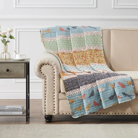 Greenland Home Fashions Carlie Modern Floral Quilt, Tapestry & Throw Blanket, 50 x 60 inches, Calico Stripes
