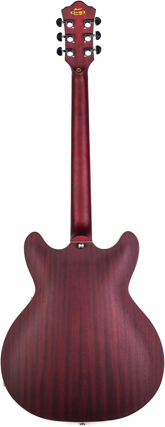 Grote 335 Style Jazz Electric Guitar Flame Maple top Semi-Hollow Body Matte Finished P90 Pickups (RED)