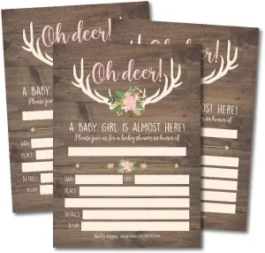 Hadley Designs 25 Oh Deer Baby Shower Invitations For Girl Baby Shower Invitations - Baby Shower Invites For Girl Woodland Baby Shower Invitations For Girl, Baby Sprinkle Invitations Baby Girl