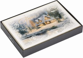 Hallmark Thomas Kinkade Boxed Christmas Cards, Peace (16 Cards and 17 Envelopes)