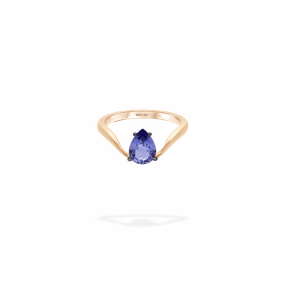 Halo Ring | rose gold & pear Tanzanite