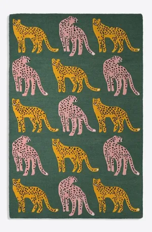 Hand-Tufted Catwalk-Inspired Jungle Safari Wool Area Rug - Animal Print, Plush & Thick Green Carpet | Stylish Home Decor for Living Room, Bedroom, Playroom & Kitchen (Green, 2.6' x 8')