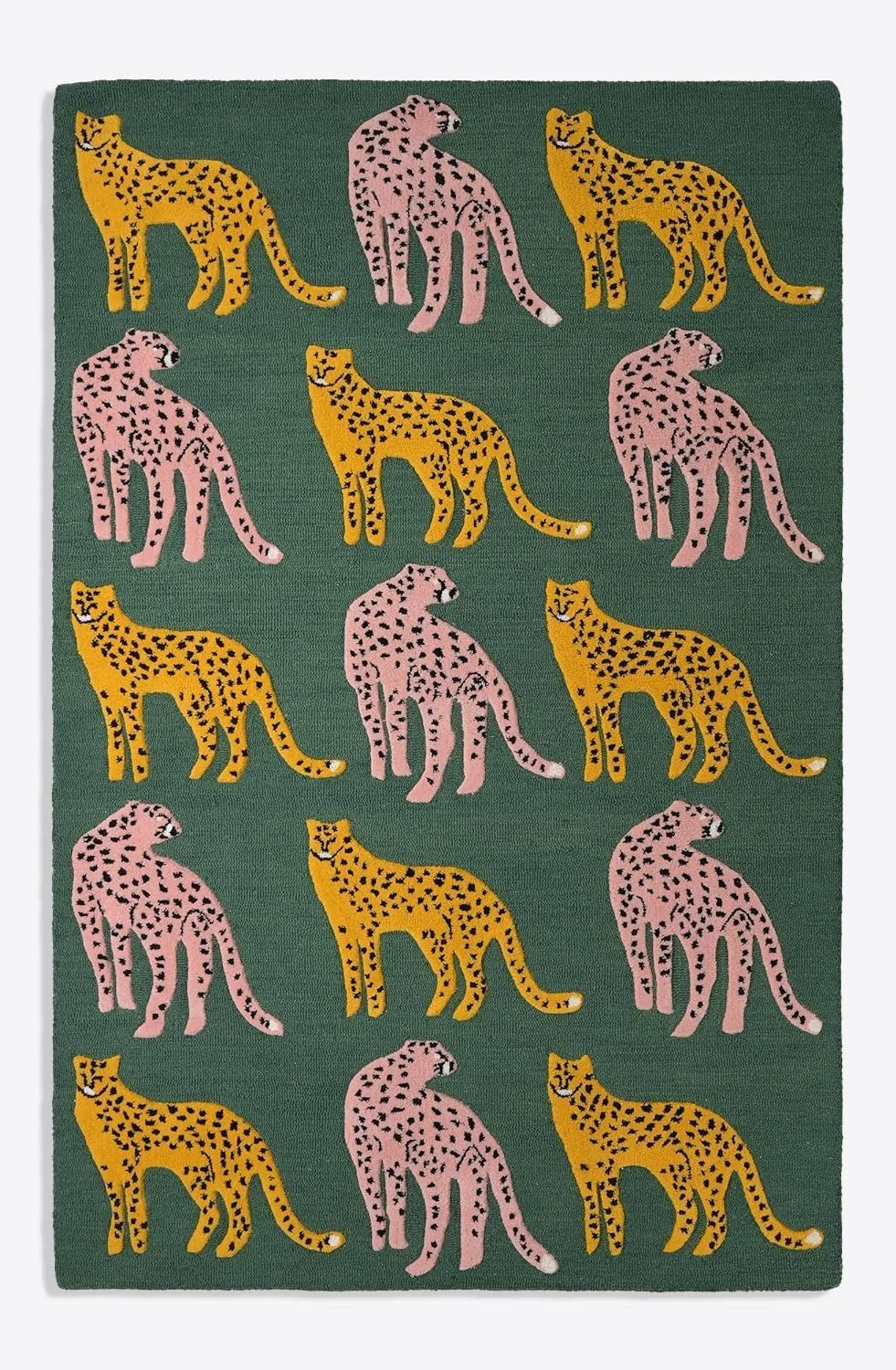 Hand-Tufted Catwalk-Inspired Jungle Safari Wool Area Rug - Animal Print, Plush & Thick Green Carpet | Stylish Home Decor for Living Room, Bedroom, Playroom & Kitchen (Green, 2.6' x 8')