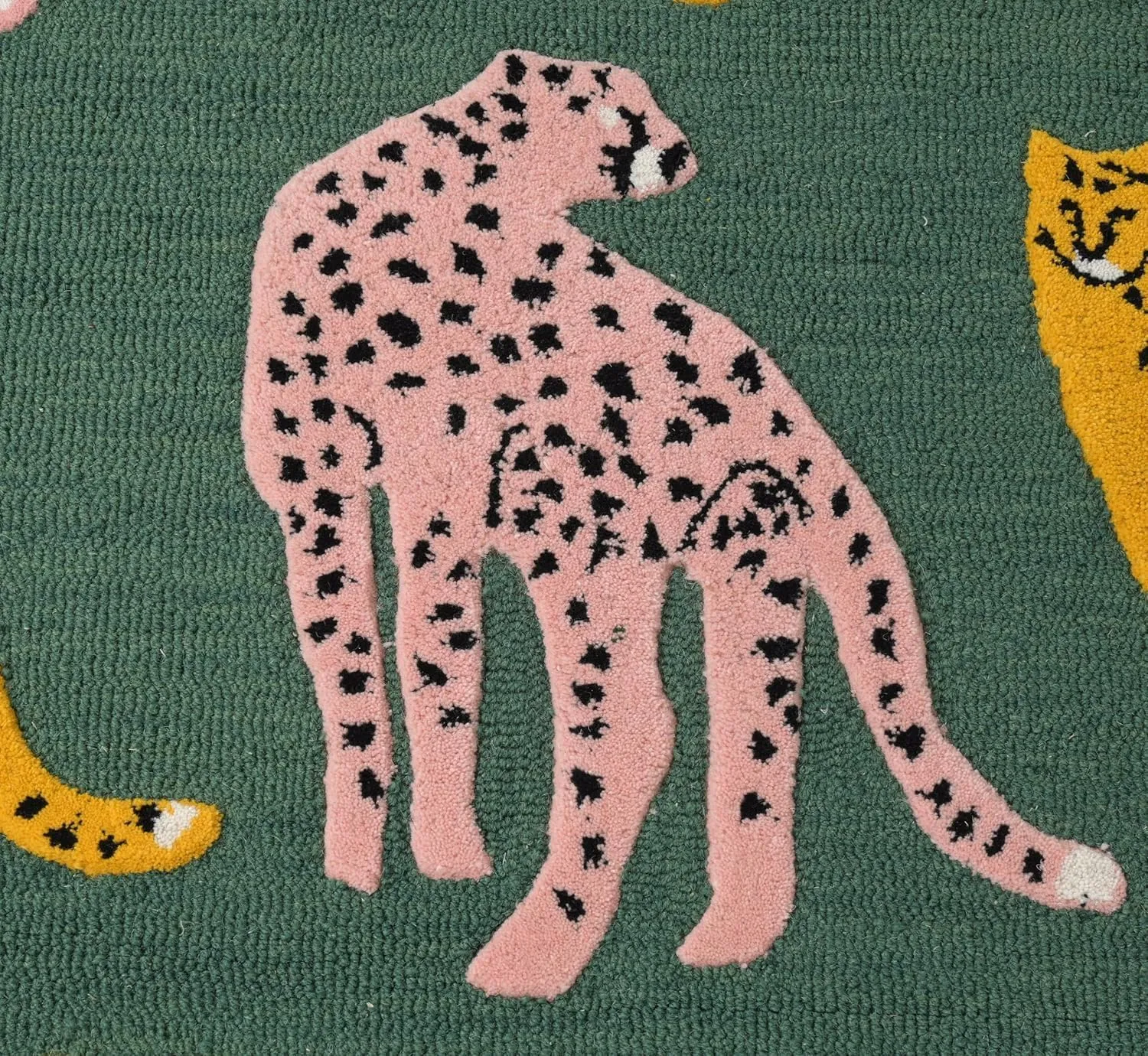Hand-Tufted Catwalk-Inspired Jungle Safari Wool Area Rug - Animal Print, Plush & Thick Green Carpet | Stylish Home Decor for Living Room, Bedroom, Playroom & Kitchen (Green, 2.6' x 8')