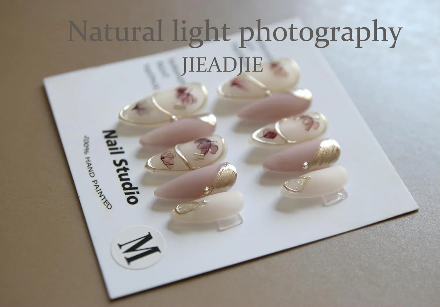 Handmade Press On Nails Almond Pink Matte Design By Nail Technician, Handmade Painted Nail Art, Reusable Stick On Nails in S,M,L 3Sizes (Medium)