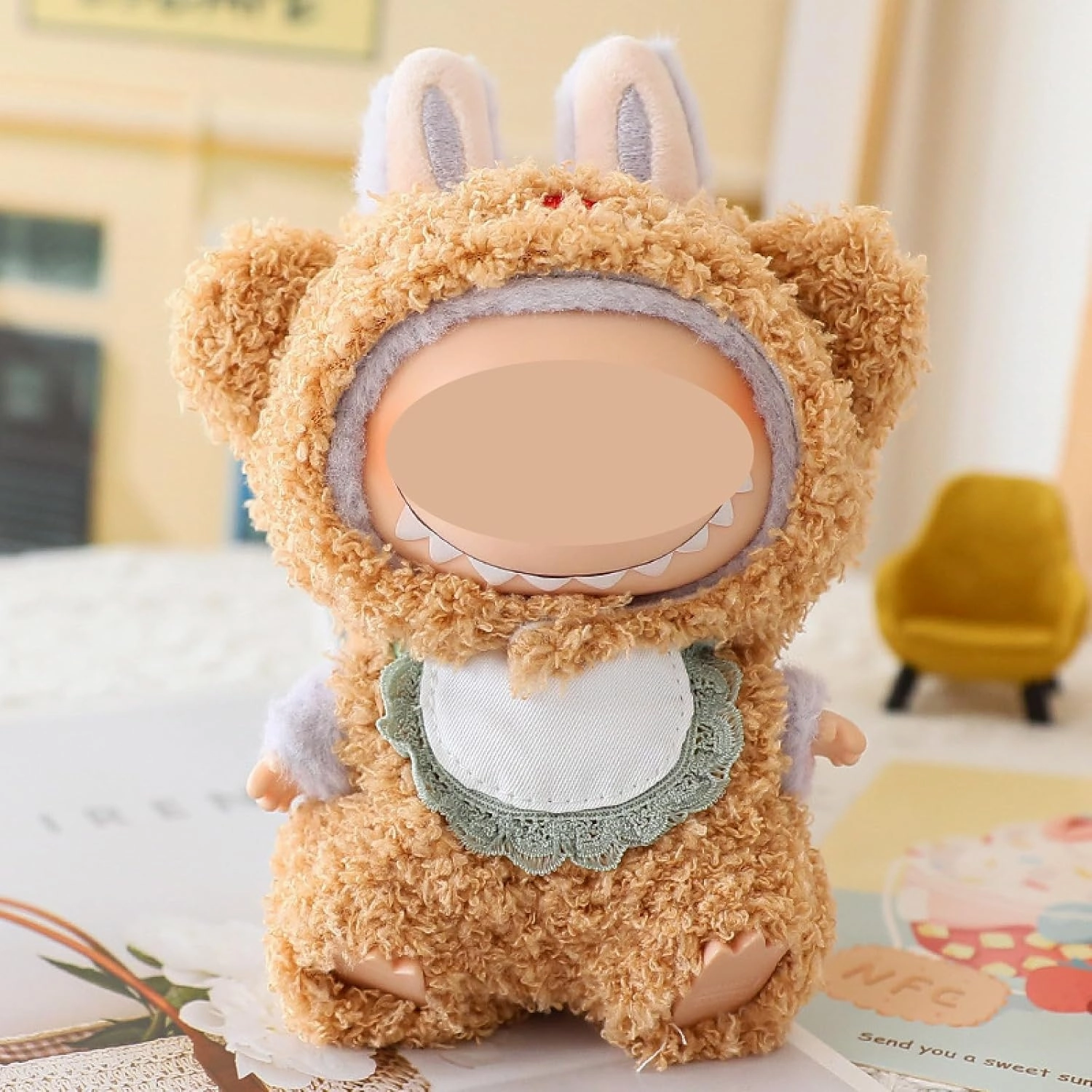 Handmade Crochet Animal Outfit for 17cm La-bubu – Cute Doll Clothes with Accessories
