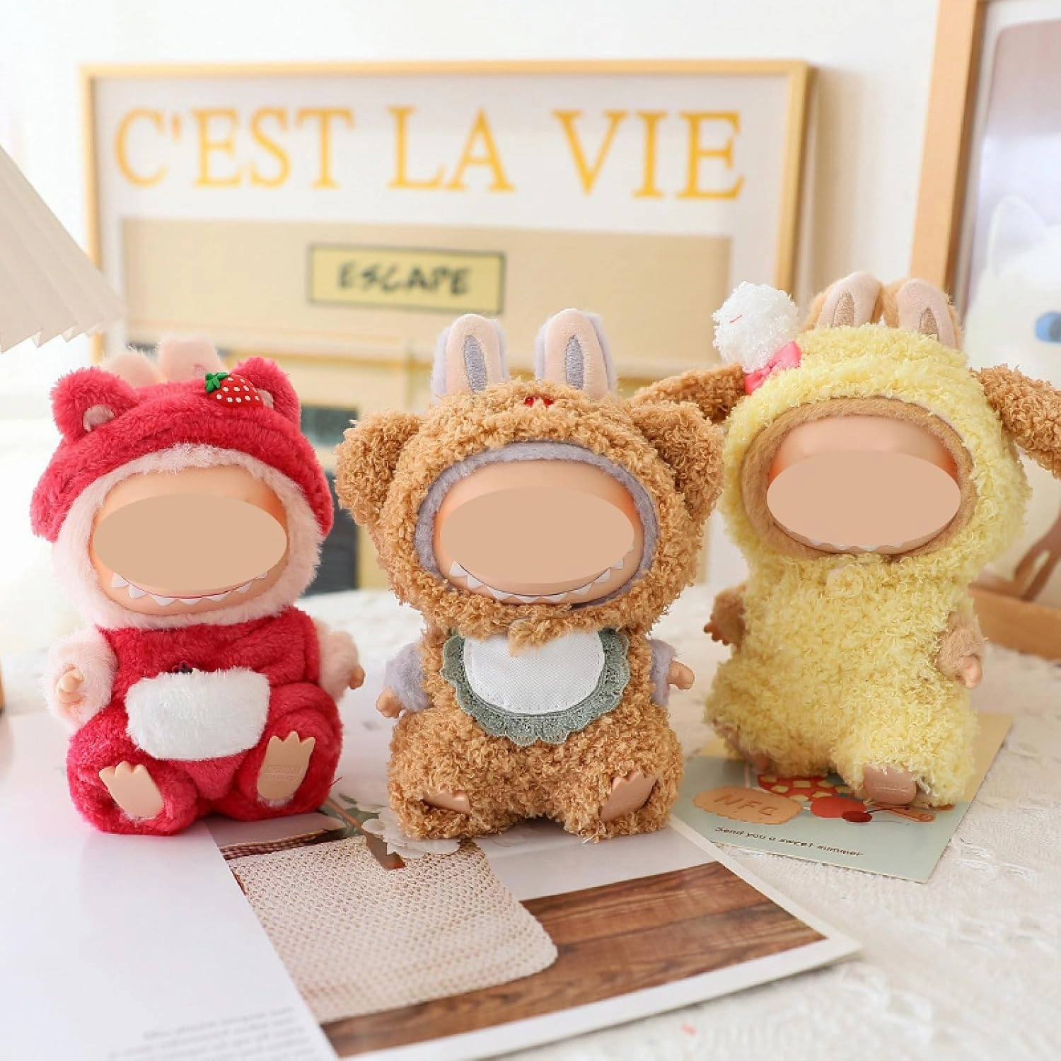 Handmade Crochet Animal Outfit for 17cm La-bubu – Cute Doll Clothes with Accessories