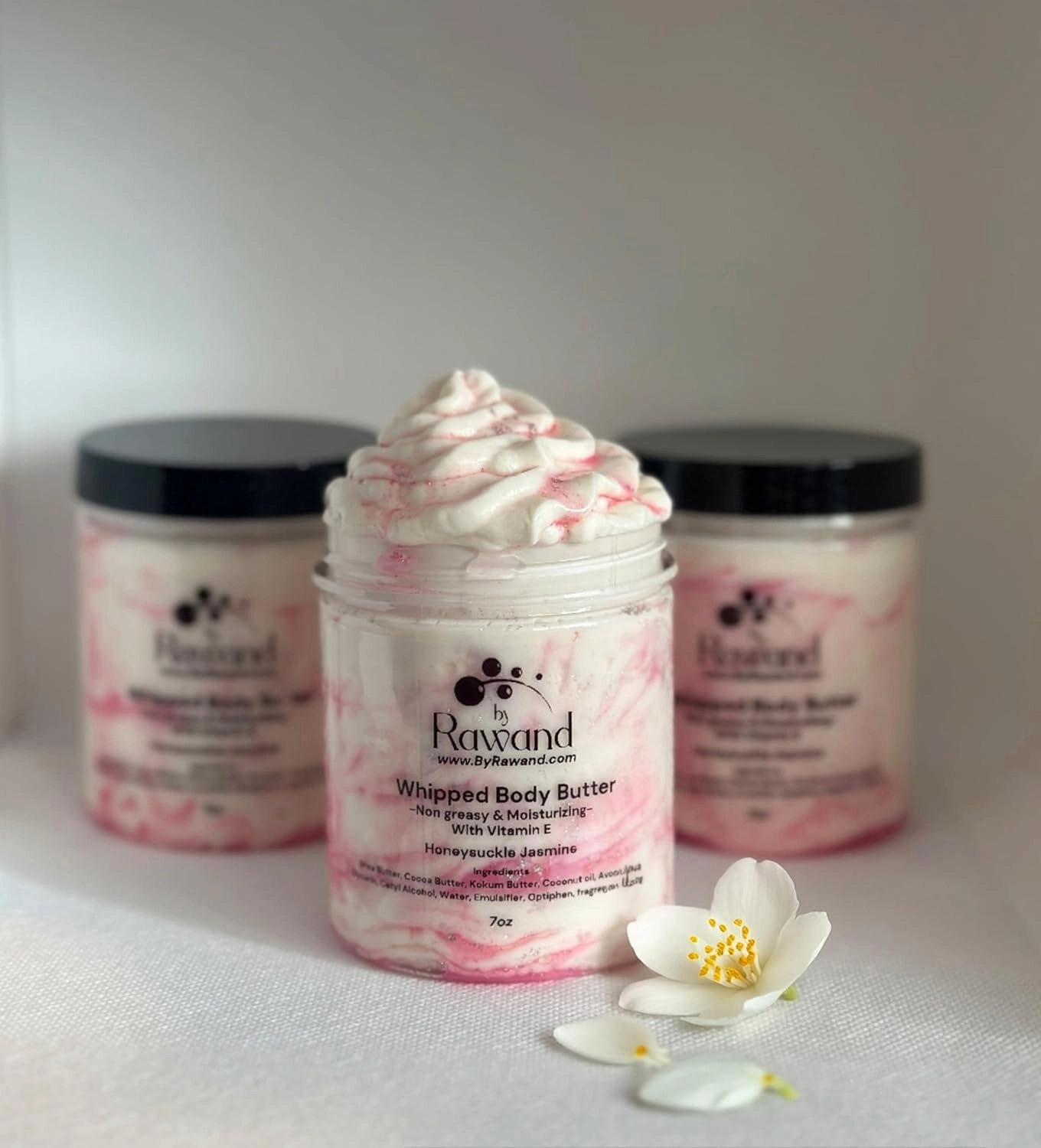 Handmade Jasmine Luxurious emulsified Body butter with Shea, kokum & Cocoa butter based with natural oils & Hyaluronic Acid - non greasy, moisturizing (Pink (Honeysuckle Jasmine))