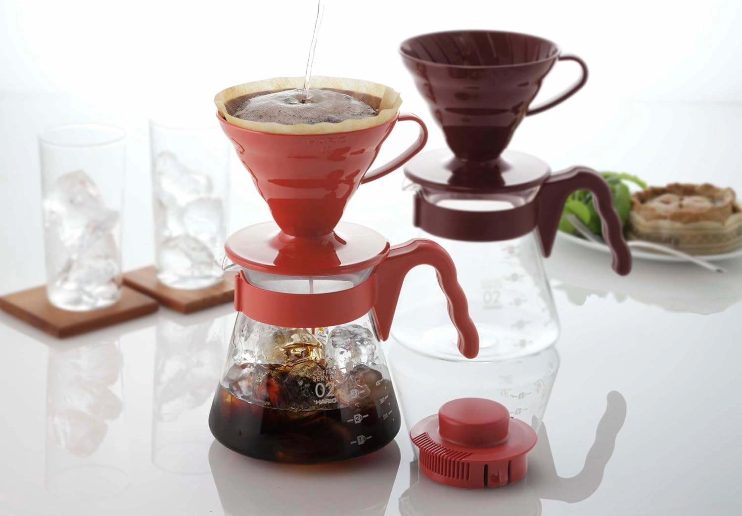 Hario V60 Pour Over Coffee Starter Set, Size 02, Red
