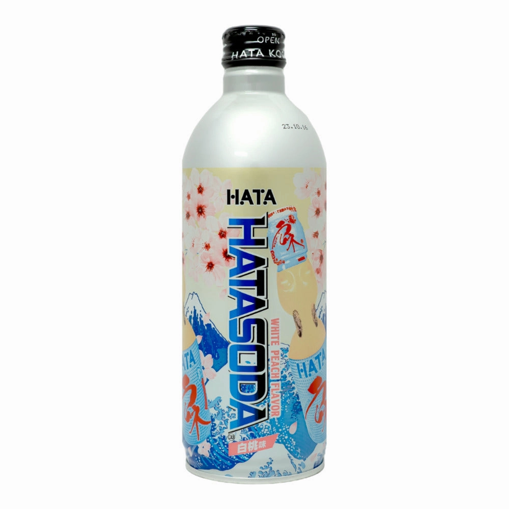 HATA White Peach Flavor Ramune Soda - 500ml